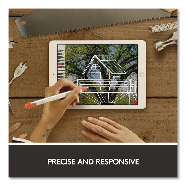 Logitech® Crayon, for iPad, Silver/Orange (LOG24387358) Each