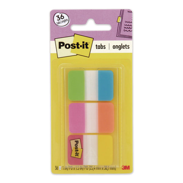 Post-it® 1" Plain Solid Color Tabs, 1/5-Cut, Assorted Colors, 1" Wide, 36/Pack (MMM70005179224) Pack of 36