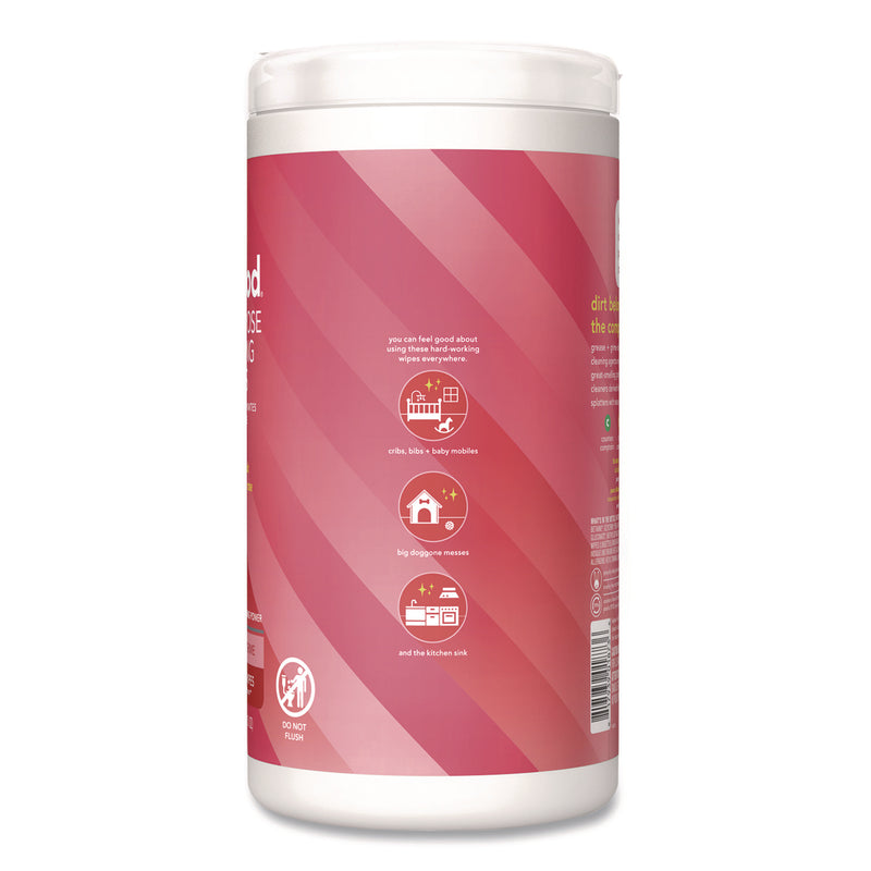 Method® All Purpose Cleaning Wipes, 1 Ply, Pink Grapefruit, White, 70/Pack (MTH365347) Pack of 70