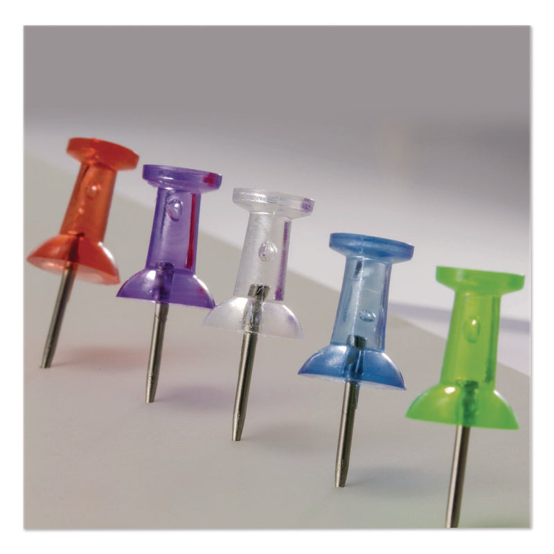 Officemate Push Pins, Assorted Plastic Head, 0.5" Pin, 200/Pack (OIC614312) Pack of 200