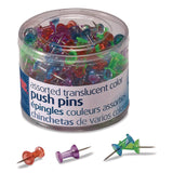 Officemate Push Pins, Assorted Plastic Head, 0.5" Pin, 200/Pack (OIC614312) Pack of 200