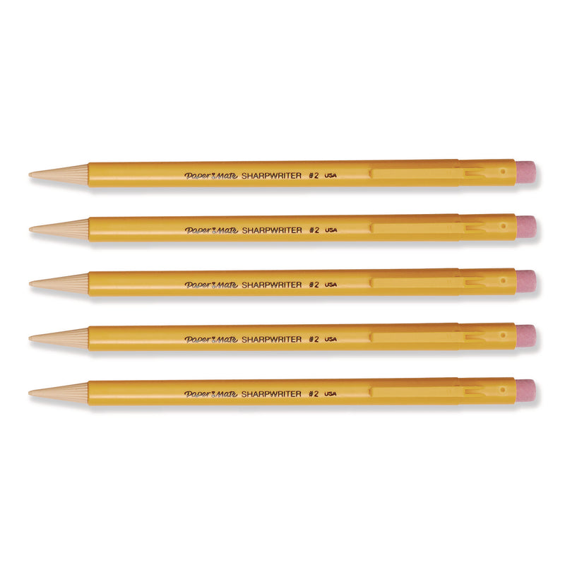 Papermate® Sharpwriter Mechanical Pencil, 0.7 mm, HB (#2), Black Lead, Classic Yellow Barrel, 5/Pack (PAP30376BPP) Pack of 5