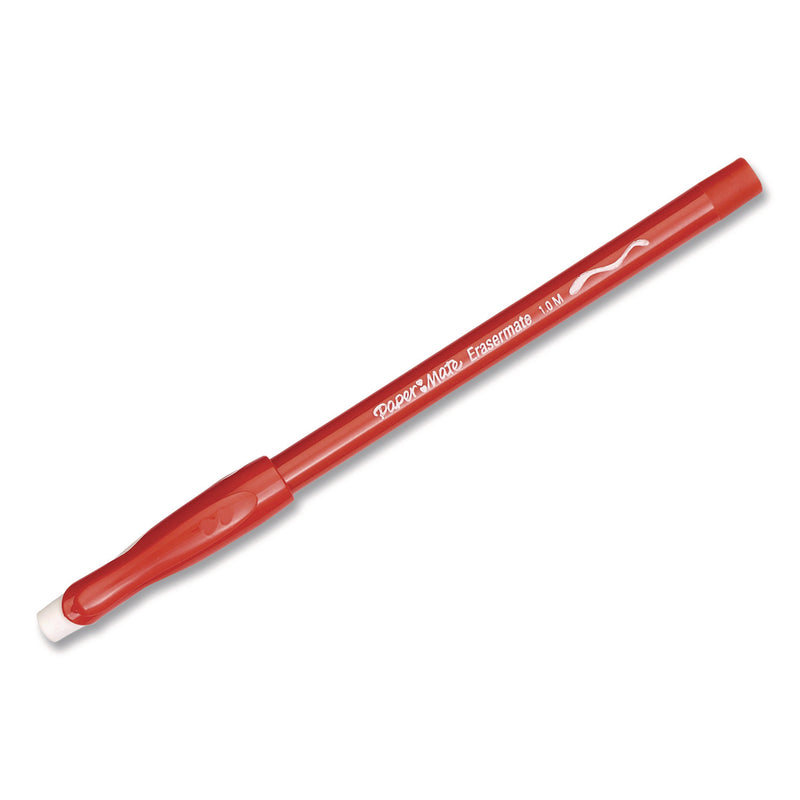 Paper Mate® Eraser Mate Ballpoint Pen, Stick, Medium 1 mm, Red Ink, Red Barrel, 5/Pack (PAP31735) Pack of 5