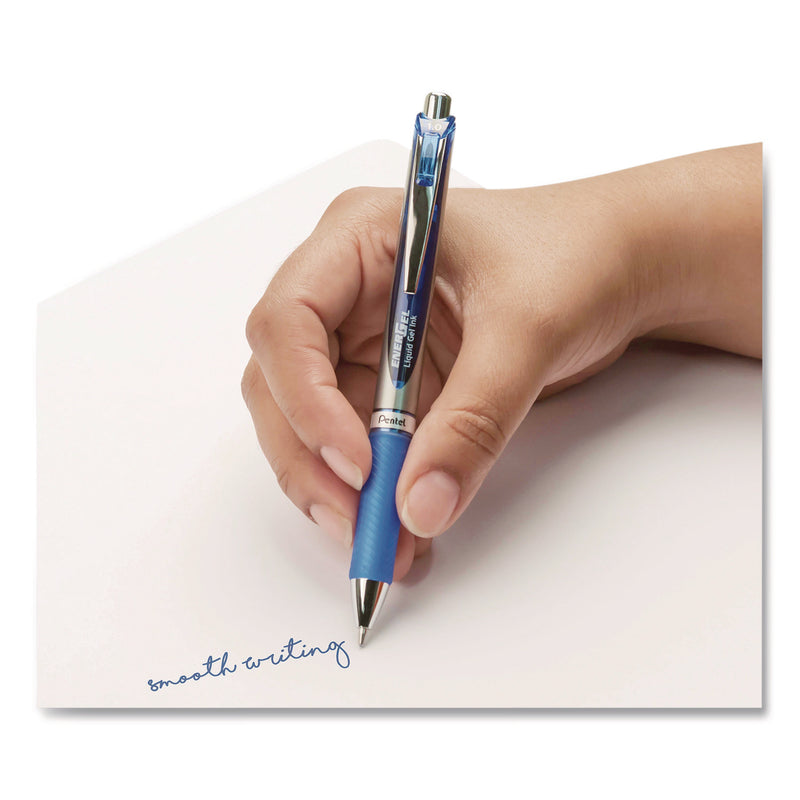 Pentel® EnerGel RTX Gel Pen, Retractable, Bold 1 mm, Blue Ink, Blue/Gray Barrel, Dozen (PENBL80CDZ) 1 Dozen
