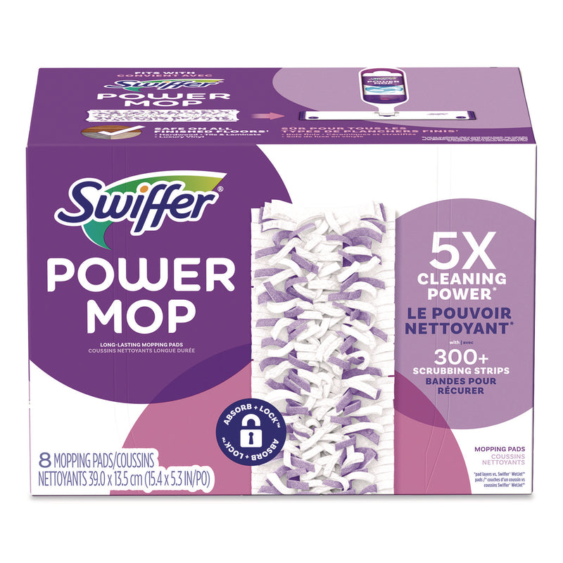 Swiffer® PowerMop Mopping Pads, 15.4 x 5.3, White/Purple, 8/Pack (PGC08189PK) Pack of 8