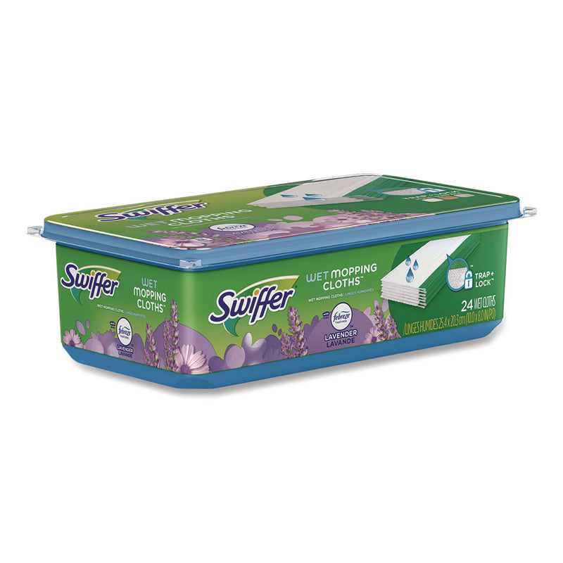 Swiffer® Sweeper TRAP + LOCK Wet Mop Cloth, 8 x 10, White, Lavender Scent, 24/Pack (PGC15846) Pack of 24