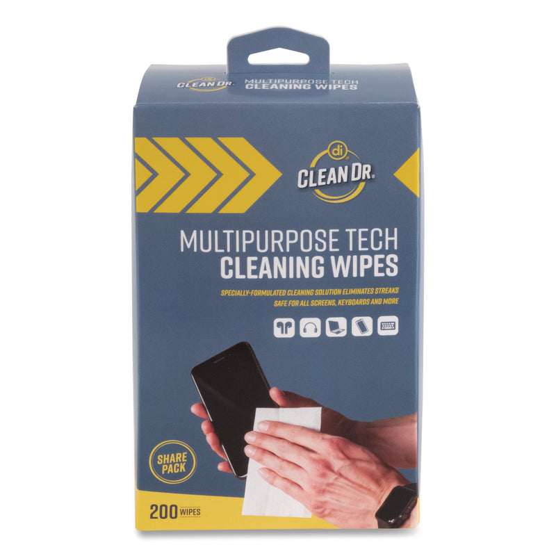 ScreenDr Multipurpose Tech Cleaning Wipes, 10-Ply, 7 x 4, Unscented, White, 200/Pack (ASP32694) Pack of 200