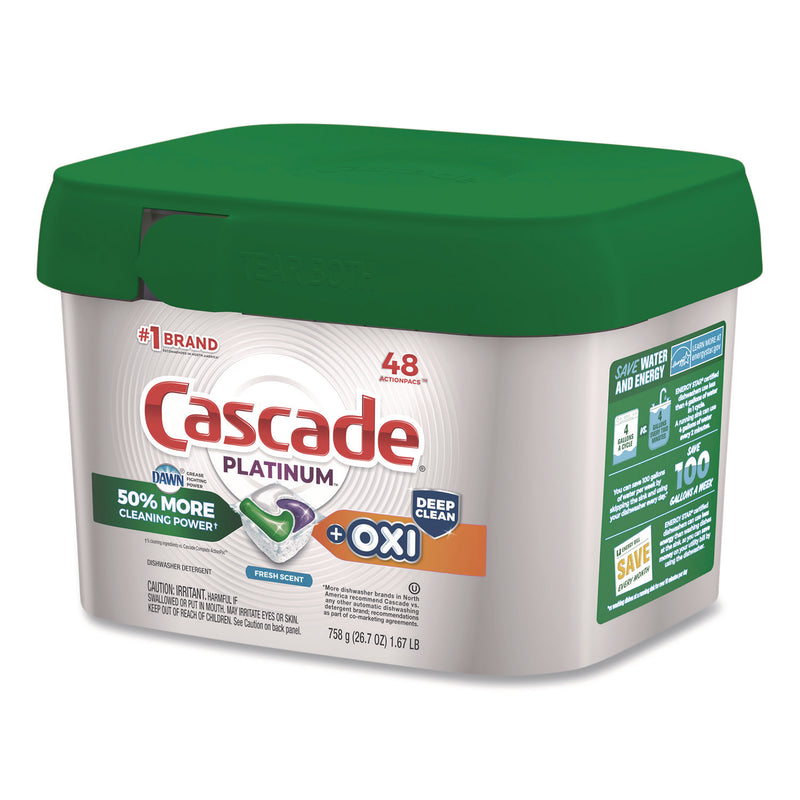 Cascade Action Pacs+Oxi, Fresh Scent, 26.7 oz Tub, 48/Pack (PGC3700027425) Pack of 48