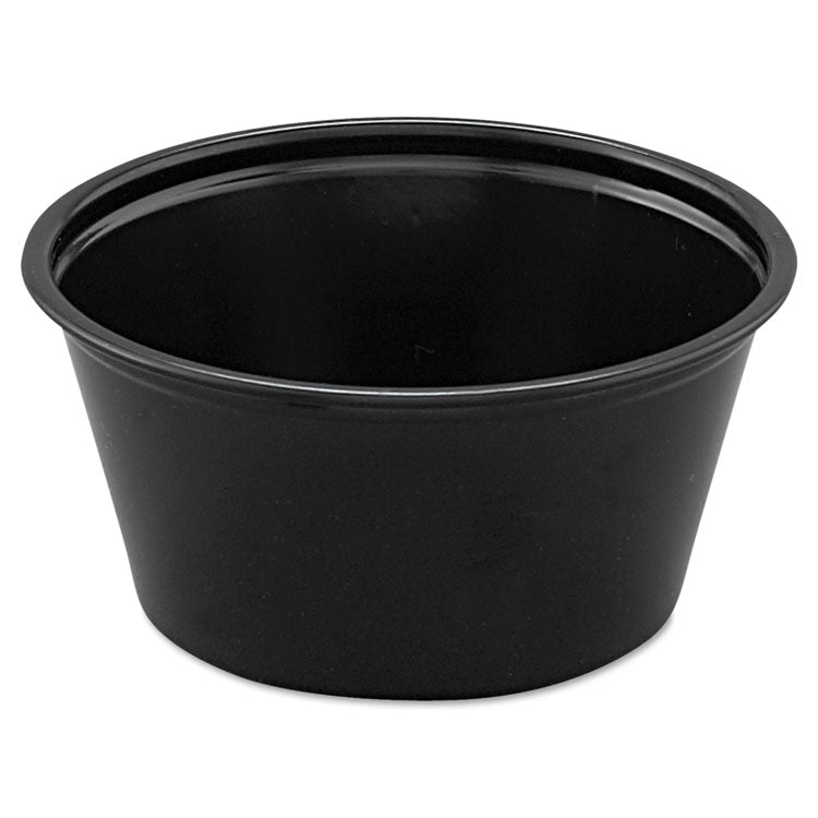 Dart® Polystyrene Portion Cups, 2 oz, Black, 250/Bag, 10 Bags/Carton (DCCP200BLK)