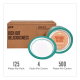 Perk™ Medium-Weight Paper Plates, 8.5" dia, White/Teal, 500/Carton (PRKPK54329CT) Case of 500