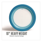 Perk™ Heavy-Weight Paper Plates, 10" dia, White/Blue, 500/Carton (PRKPK54330CT) Case of 500