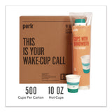 Perk™ Paper Hot Cups, 10 oz, White/Teal, 500/Carton (PRKPK54366CT) Case of 500