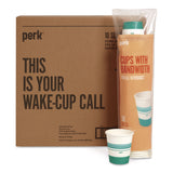 Perk™ Paper Hot Cups, 10 oz, White/Teal, 500/Carton (PRKPK54366CT) Case of 500