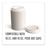 Perk™ Plastic Hot Cup Lids, Fits 10 oz to 16 oz Cups, White, 500/Carton (PRKPK54369CT) Case of 500