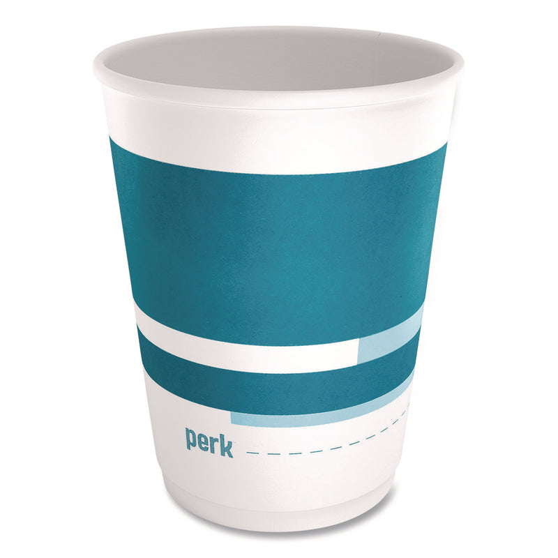 Perk™ Insulated Paper Hot Cups, 12 oz, White/Blue, 480/Carton (PRKPK60911CT) Case of 480