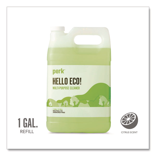 Perk™ Hello Eco Multi-Purpose Cleaner Refill, Citrus Scent, 1 gal Bottle (PRKPK641001ACC) Each