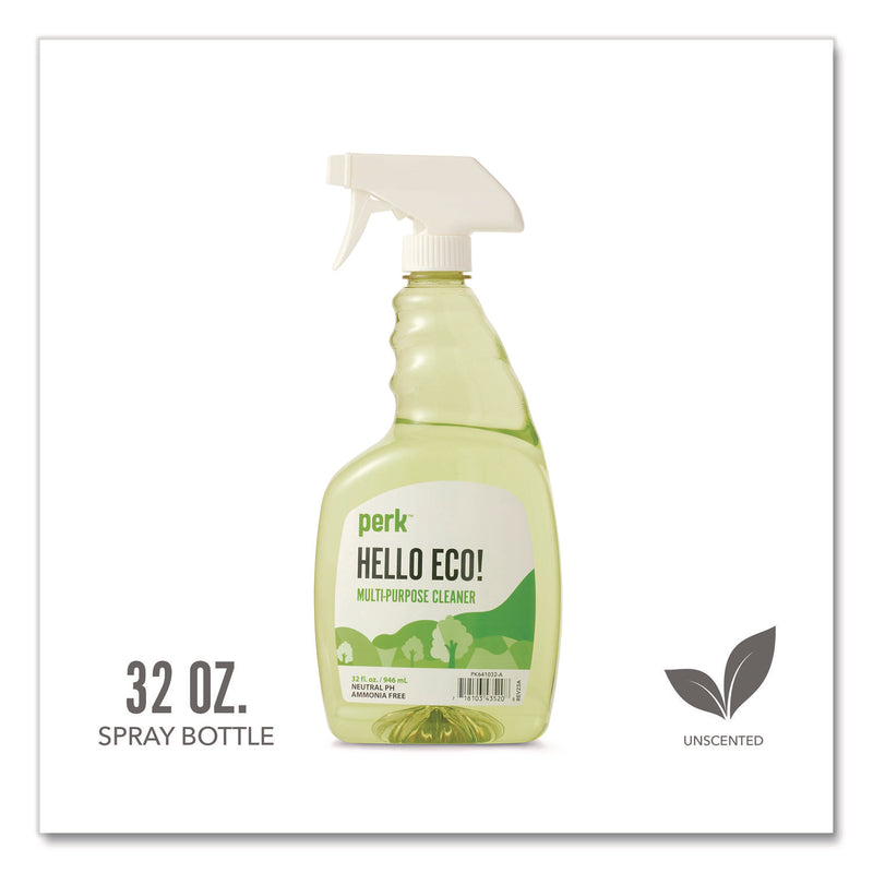 Perk™ Hello Eco Multi-Purpose Cleaner, Citrus Scent, 32 oz Spray Bottle (PRKPK641032ACC) Each