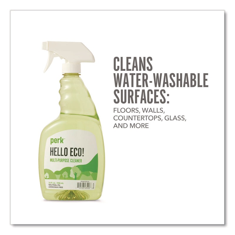 Perk™ Hello Eco Multi-Purpose Cleaner, Citrus Scent, 32 oz Spray Bottle (PRKPK641032ACC) Each