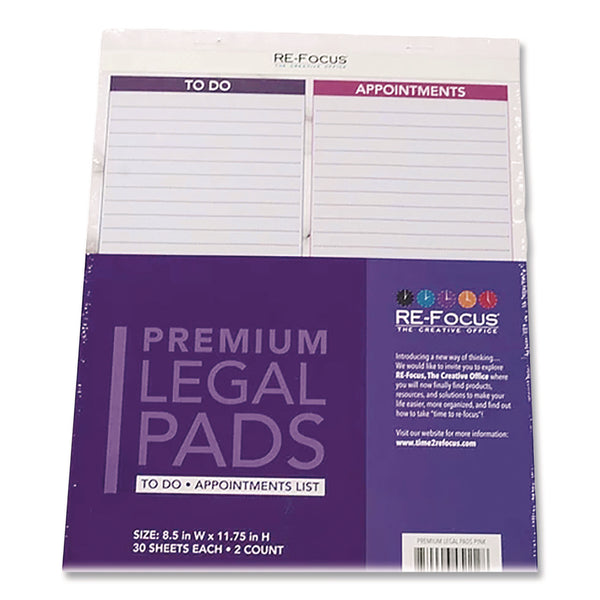 RE-Focus The Creative Office Premium Legal Pads To-Do/Appointment Lists, List Format, (30) Light Purple/Dark Purple/White Marble 8.5 x 11 Sheets, 2/Pack (RFCPINKLEGALPAD) Pack of 2