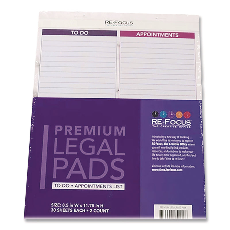 RE-Focus The Creative Office Premium Legal Pads To-Do/Appointment Lists, List Format, (30) Light Purple/Dark Purple/White Marble 8.5 x 11 Sheets, 2/Pack (RFCPINKLEGALPAD) Pack of 2