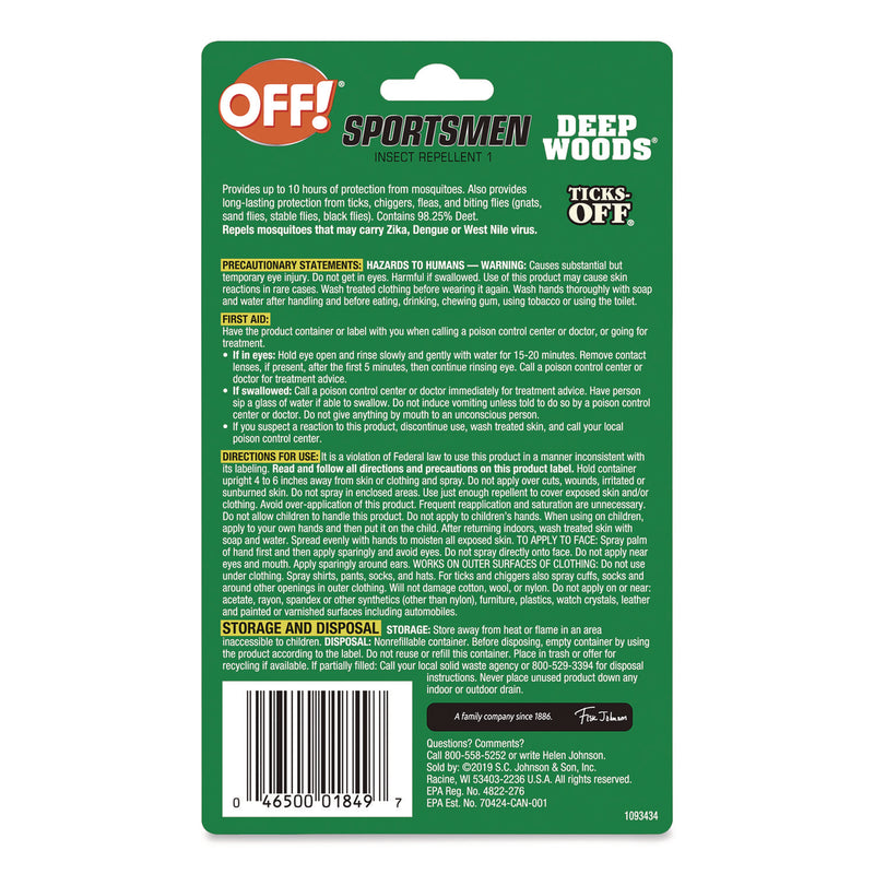 OFF! Deep Woods OFF for Sportsmen, 1 oz Pump Bottle (SJN317188EA) Each