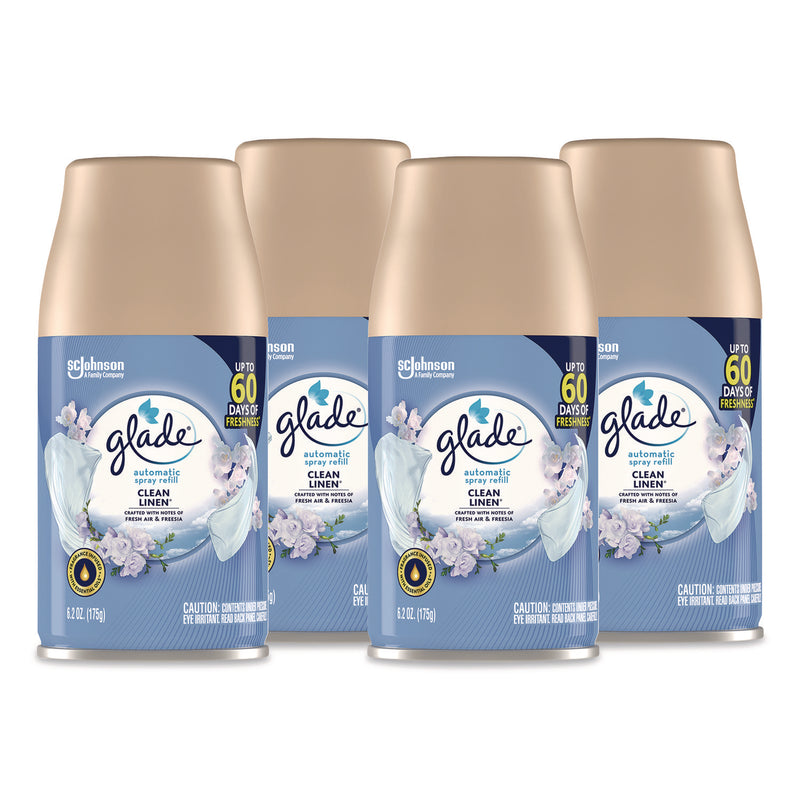 Glade Automatic Air Freshener, Clean Linen, 6.2 oz Can, 4/Pack (SJN333368) Each