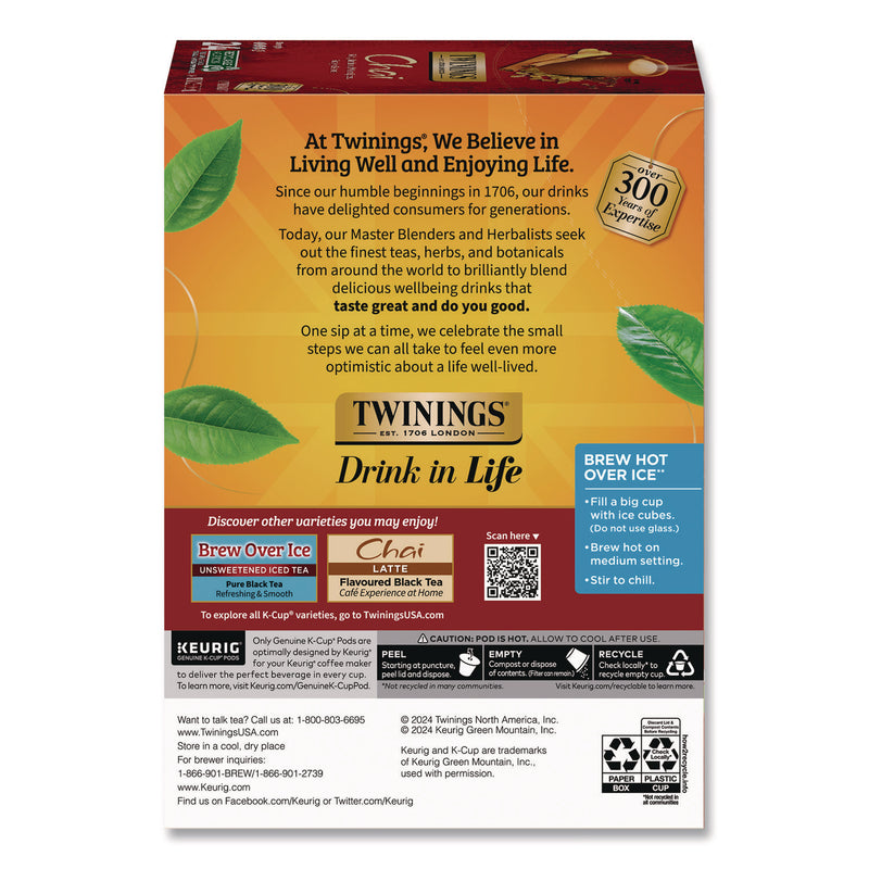 Twinings Tea K-Cups, Chai, 0.12 oz, 24/Box (TWGTNA09954) Box of 24