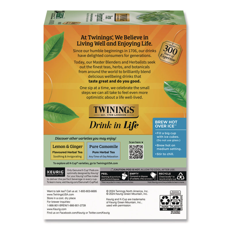 Twinings Tea K-Cups, Pure Peppermint, 0.11 oz, 24/Box (TWGTNA85813) Box of 24