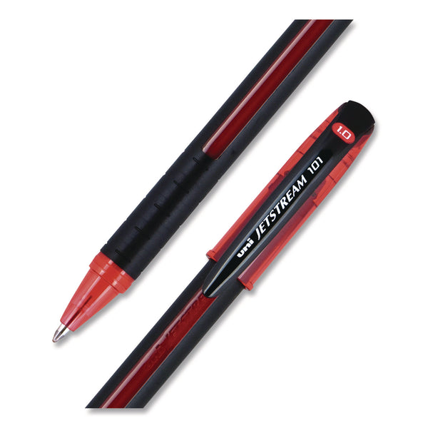uniball® Jetstream 101 Hybrid Gel Pen, Stick, Bold 1 mm, Red Ink, Black/Red Barrel, Dozen (UBC1768013) 1 Dozen