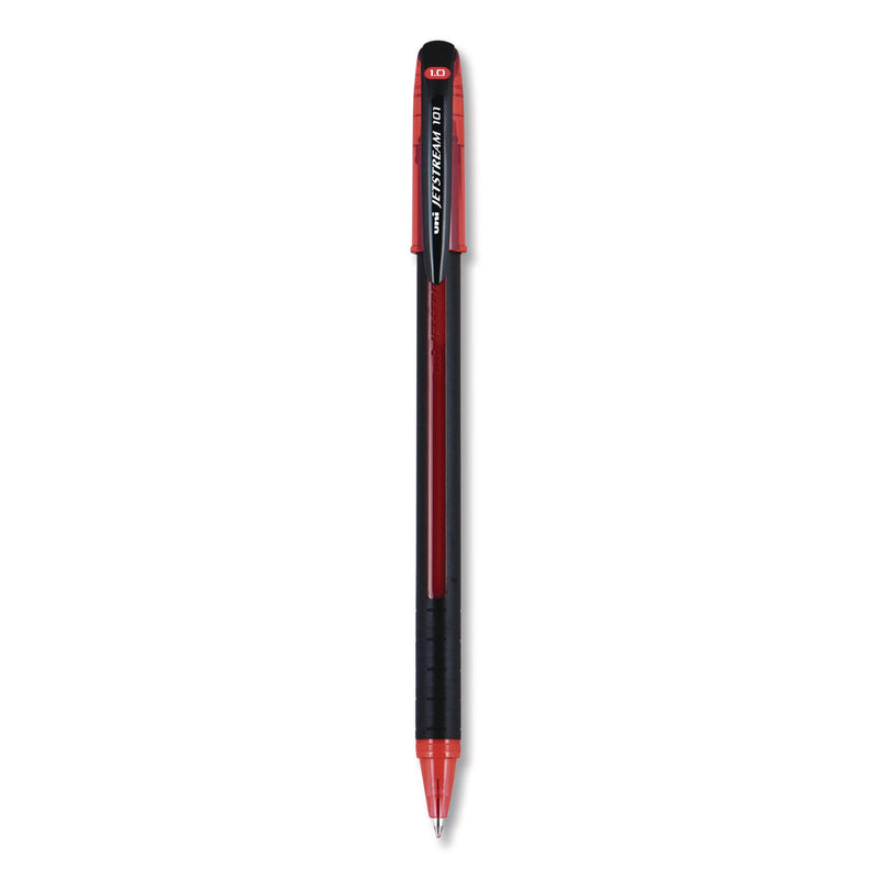 uniball® Jetstream 101 Hybrid Gel Pen, Stick, Bold 1 mm, Red Ink, Black/Red Barrel, Dozen (UBC1768013) 1 Dozen