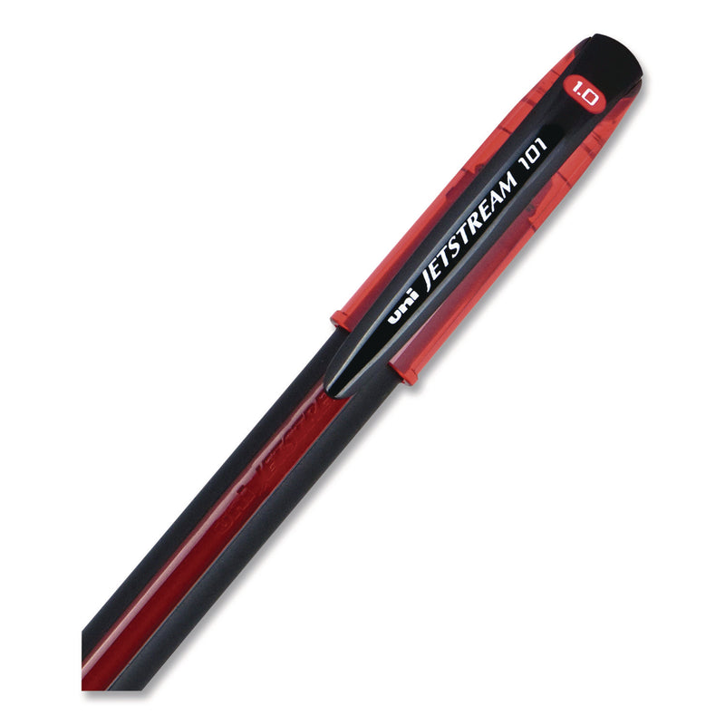uniball® Jetstream 101 Hybrid Gel Pen, Stick, Bold 1 mm, Red Ink, Black/Red Barrel, Dozen (UBC1768013) 1 Dozen