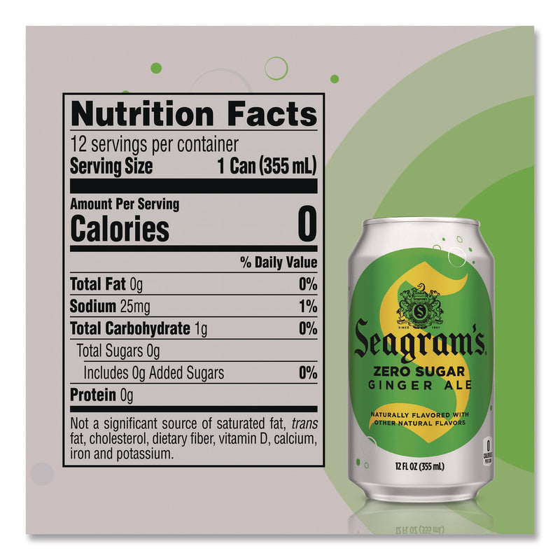 Seagram's® Diet Ginger Ale, 12 oz Can, 24/Carton (CCR222444) Case of 24