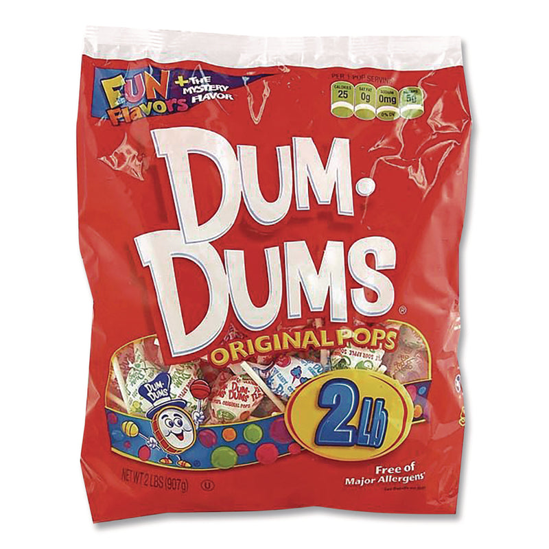 Spangler® Dum-Dum-Pops, Assorted Flavors, Individually Wrapped, 2 lb Bag, 200 Pieces/Bag, 6 Bags/Carton (SPA711) Case of 1200