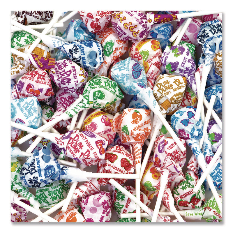 Spangler® Dum-Dum-Pops, Assorted Flavors, Individually Wrapped, 2 lb Bag, 200 Pieces/Bag, 6 Bags/Carton (SPA711) Case of 1200