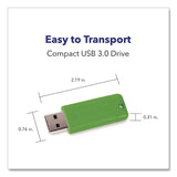 Verbatim® PinStripe USB 3.0 Flash Drive, 32 GB, Assorted Colors, 5/Pack (VER70388) Pack of 5