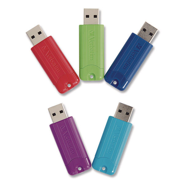 PinStripe USB 3.2 Flash Drive, 64 GB, Assorted Colors, 5/Pack (VER70389) Pack of 5