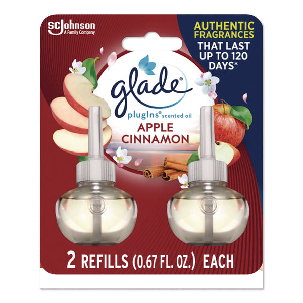 Glade Plugin Scented Oil Refill, Apple Cinnamon, 0.67 oz, 2/Pack (SJN315104) Pack of 2