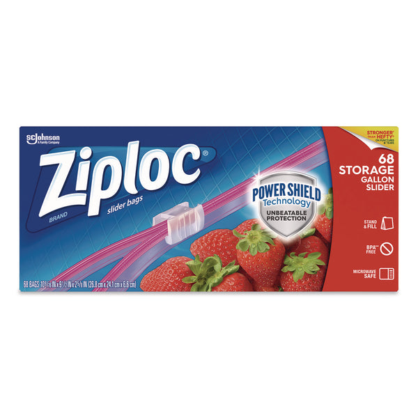 Ziploc® Slider Storage Bags, Gallon, 9.5" x 2.63" x 10.56", Clear, 68 Bags (SJN316489EA) Each