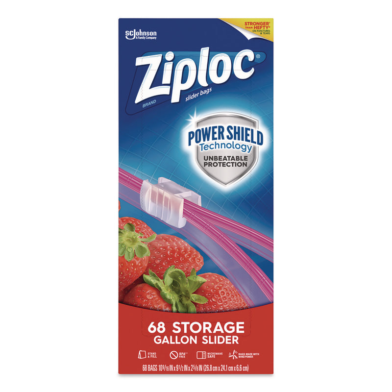 Ziploc® Slider Storage Bags, Gallon, 9.5" x 2.63" x 10.56", Clear, 68 Bags (SJN316489EA) Each