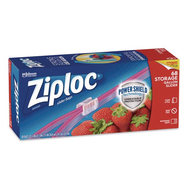 Ziploc® Slider Storage Bags, Gallon, 9.5" x 2.63" x 10.56", Clear, 68 Bags (SJN316489EA) Each