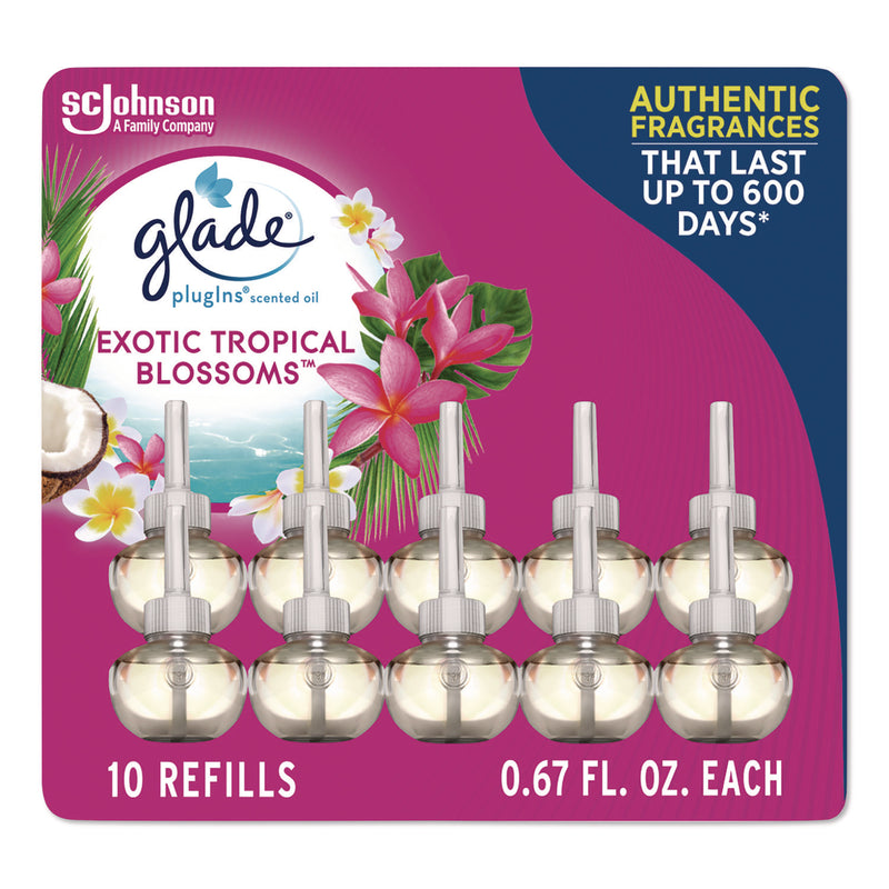 Glade® Plugin Scented Oil Refill, Exotic Tropical Blossoms, 0.67 oz, 10/Pack (SJN353730) Each