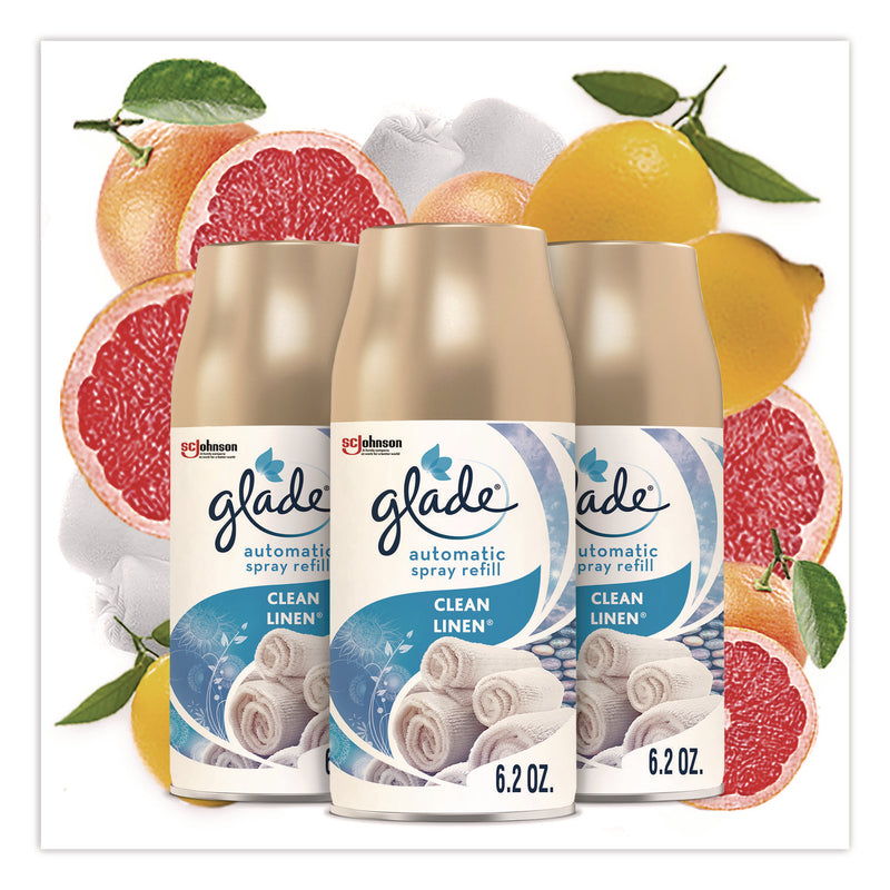 Glade® Automatic Air Freshener Refill, Clean Linen, 6.2 oz Can, 3/Pack (SJN375632) Each