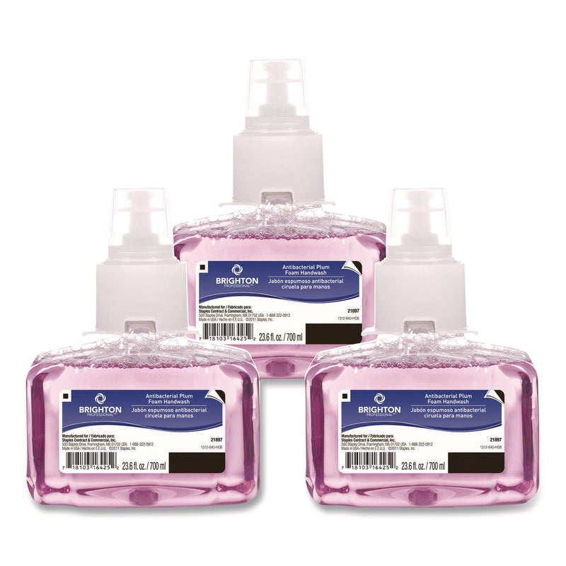 Brighton Professional™ Antibacterial Foaming Hand Soap Refill for LTX Dispenser, Plum Scent, 23.6 oz, 3/Carton (GOJBPR50954) Case of 3