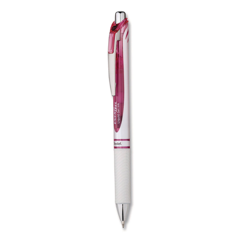 Pentel® EnerGel RTX Deluxe Gel Pen, Retractable, Medium 0.7 mm, Black Ink, Pearl/Translucent Pink Barrel, Dozen (PENBL77PWPADZ) 1 Dozen