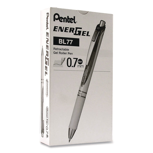 Pentel® EnerGel RTX Deluxe Gel Pen, Retractable, Medium 0.7 mm, Black Ink, Pearl/Translucent Pink Barrel, Dozen (PENBL77PWPADZ) 1 Dozen