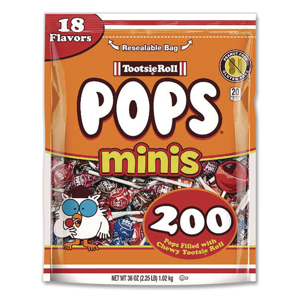 Tootsie Roll® Pops Minis, Assorted Flavors, 36 oz Bag, 200 Pieces (TOO324679) Pack of 200