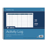 Adams Business Forms Activity Logbook, 8 Columns, Blue/White Cover, 11 x 8.5 Sheets, 50 Sheets/Book (ABFS1185ABF) Each