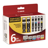 956114 (PGI-225, PGI-226) Ink, Black/Cyan/Magenta/(2) Photo Black/Yellow, 6/Pack (CNM956114) Pack of 6