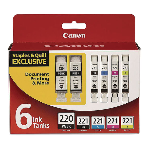 956115 (PGI-220, PGI-221) Ink, 412 Page-Yield, (2) Black/Cyan/Magenta/Photo Black/Yellow, 6/Pack (CNM956115) Pack of 6