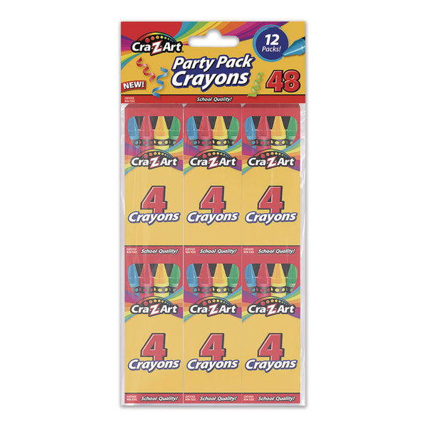 Cra-Z-Art® Crayons, 4 Assorted Colors, 4/Box, 12 Boxes/Pack (CZA1021748) Pack of 48